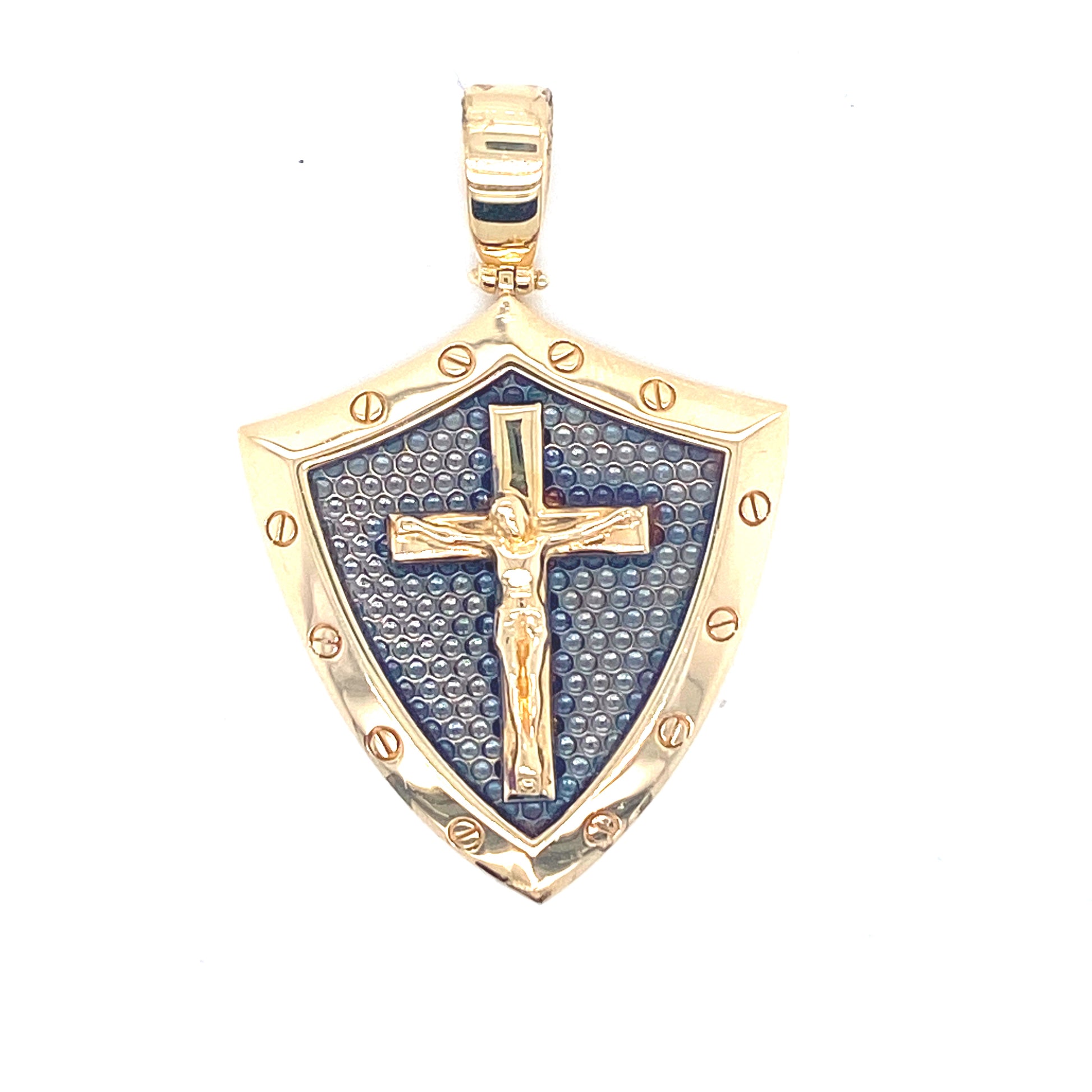 14K Cross with Jesus Shield Gold Pendant | Luby Gold Collection | Luby 