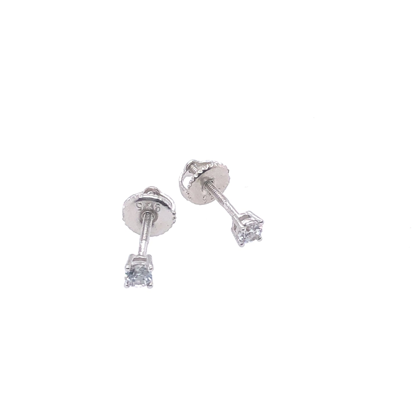 Small Sterling Silver Round Brilliant Cut Stud Earrings | Luby Silver Collection | Luby 