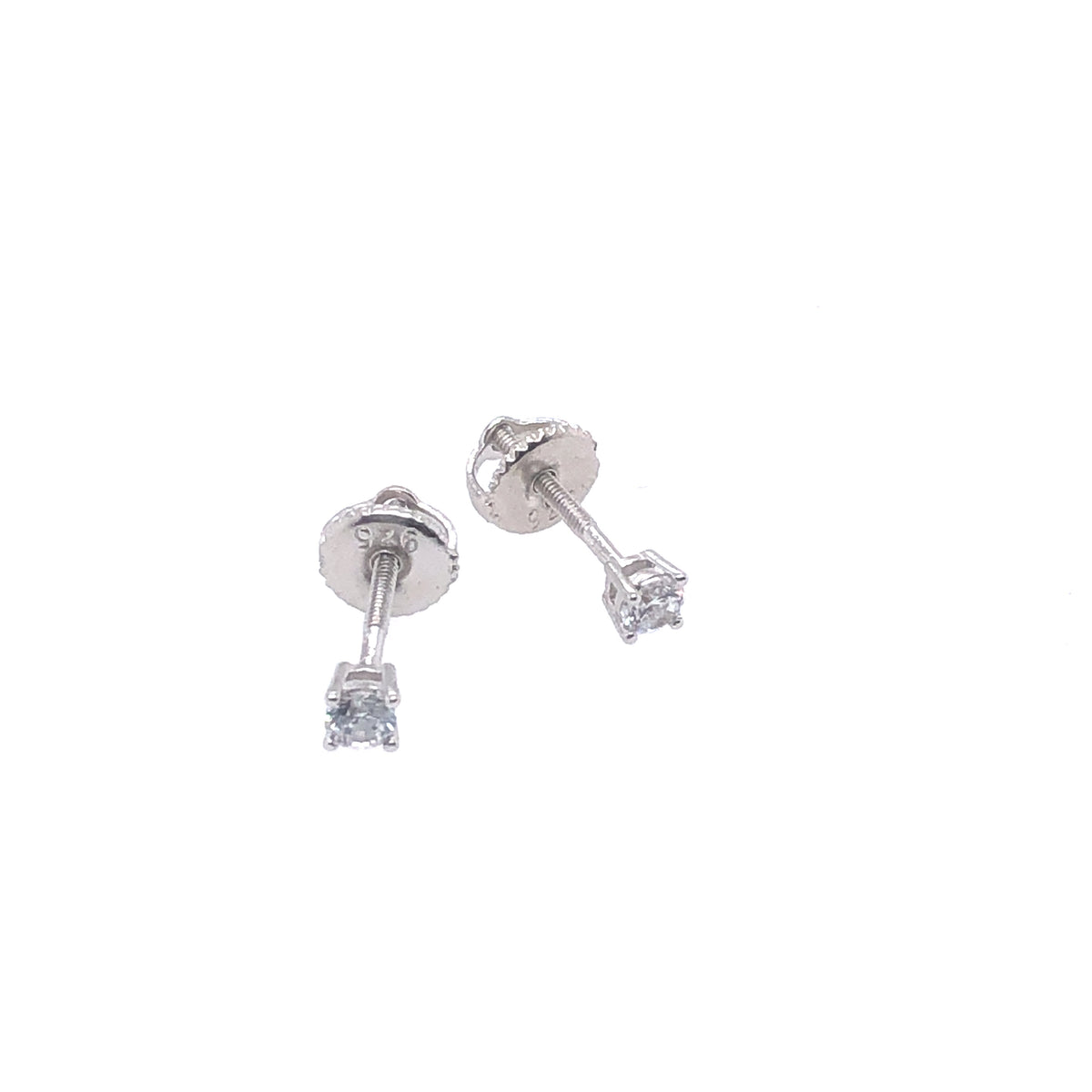 Small Sterling Silver Round Brilliant Cut Stud Earrings | Luby Silver Collection | Luby 