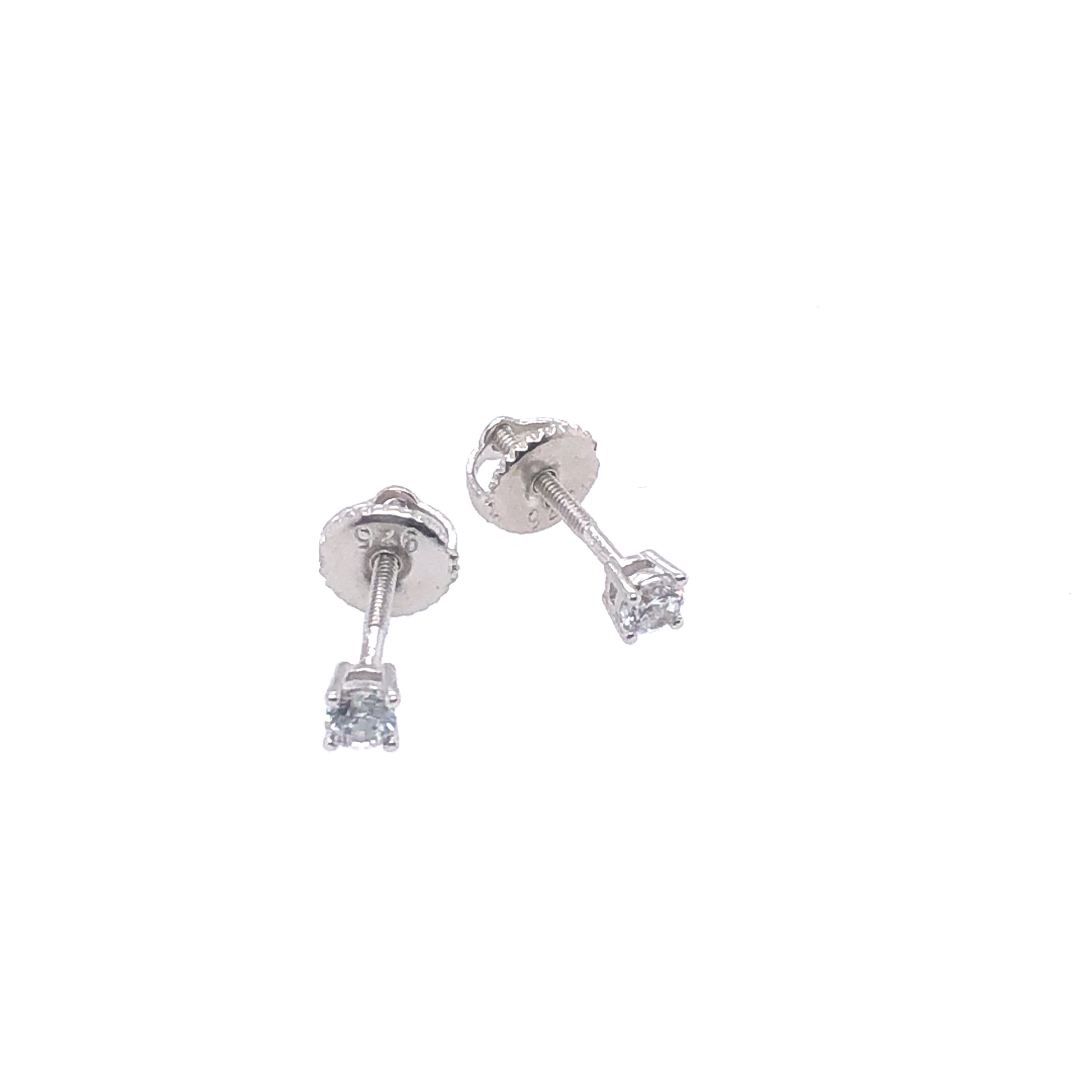 Small Sterling Silver Round Brilliant Cut Stud Earrings | Luby Silver Collection | Luby 