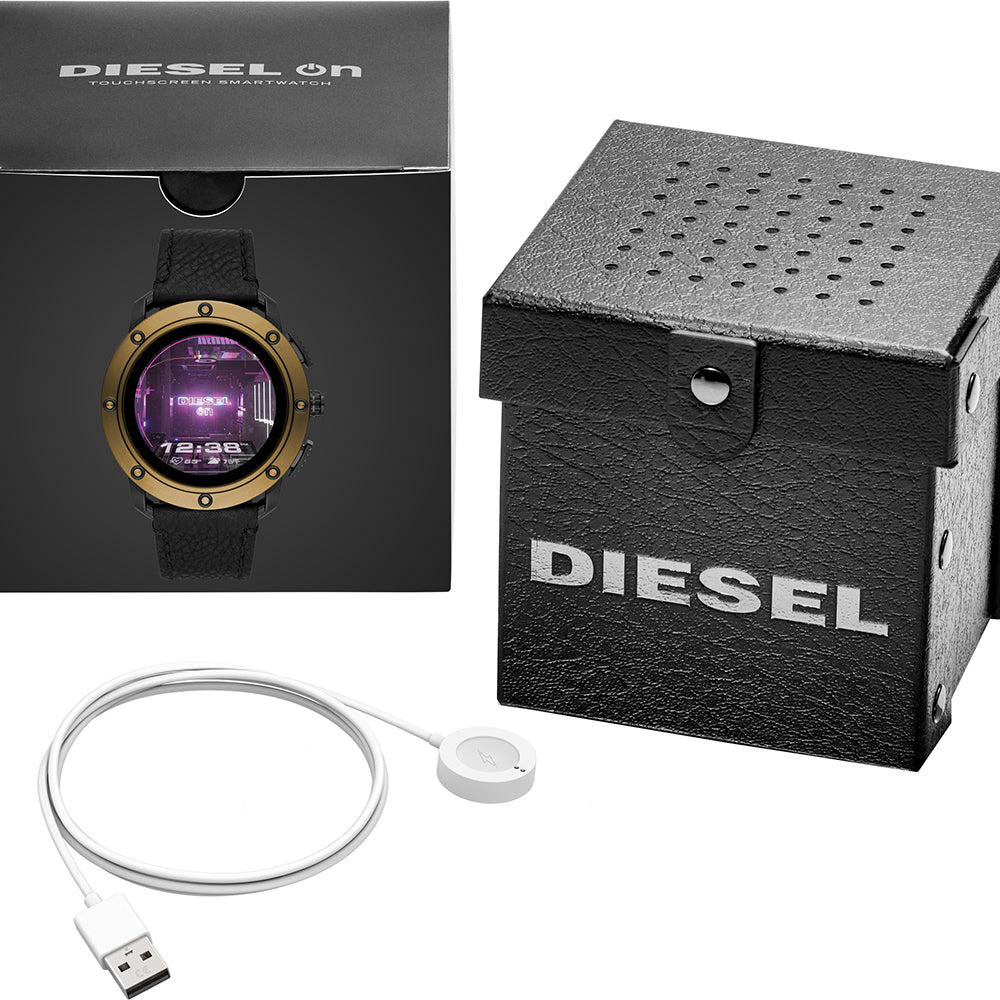 AXIAL SMARTWATCH BLACK/GOLD LEATHER | Diesel | Luby 