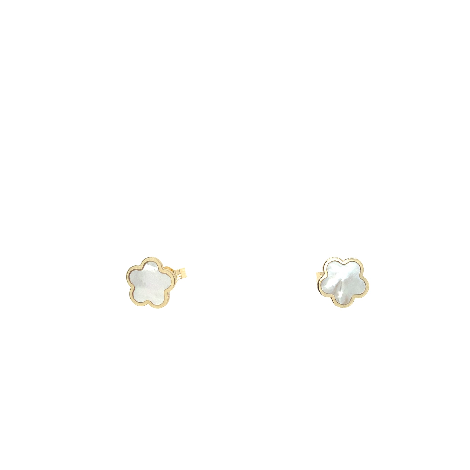 14K GOLD FLOWER MOTHER OF PEARL EARRING | Luby Gold Collection | Luby 