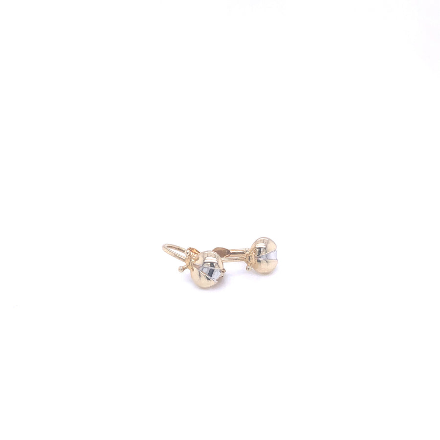 14K Ladybug Two-Tone Gold Leverback Earrings
