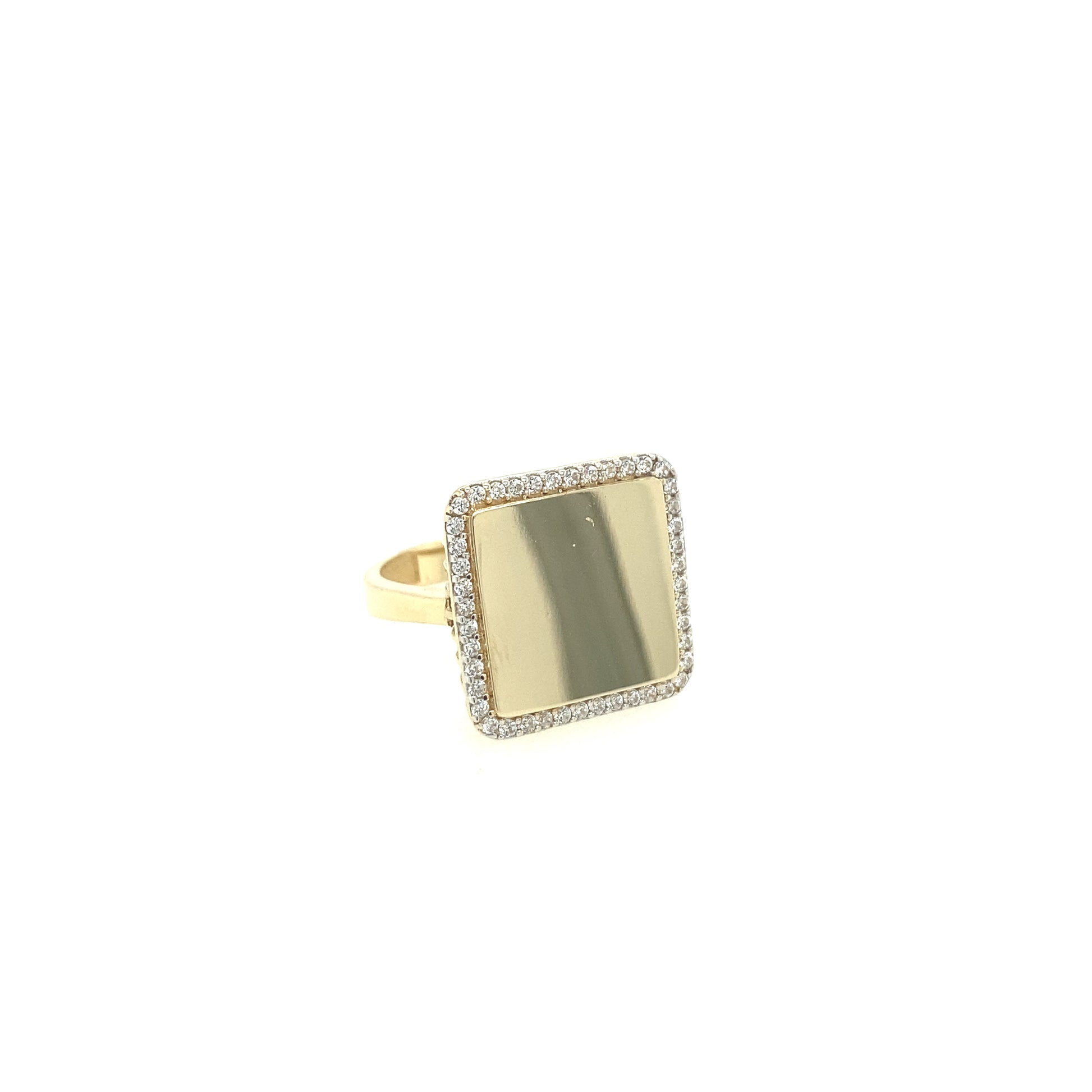 14k Gold Square Shape Ring with CZ | Luby Gold Collection | Luby 