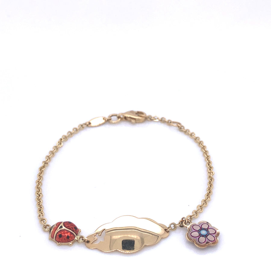14K Ladybug, Cloud & Flower Gold Baby Bracelet