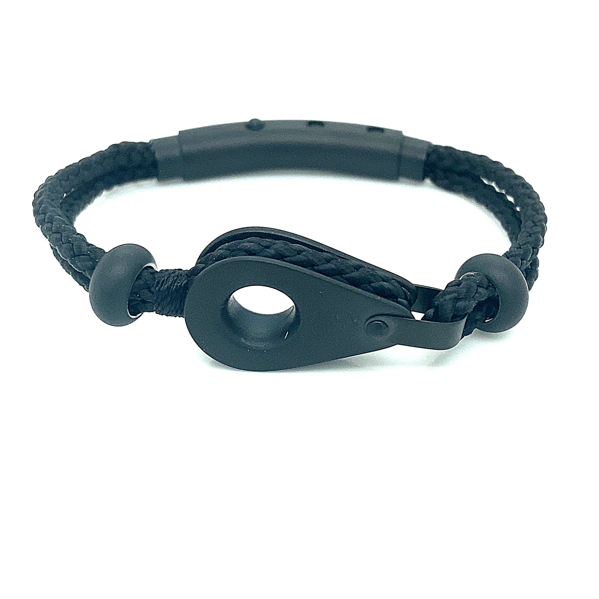 Light Grey Double Rope with Black Matte Pulley and Beads Bracelet | SEAKNOTS | Luby 
