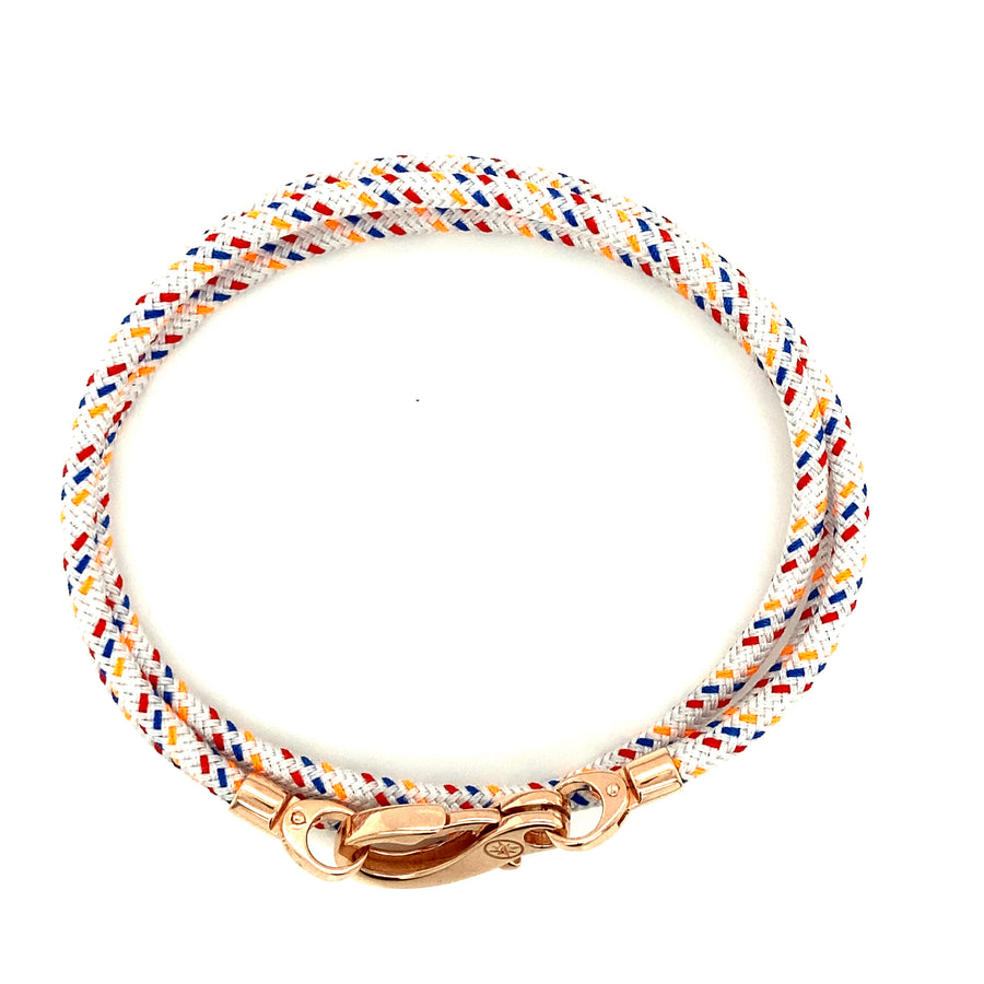 Cordón Triple Poliéster Blanco Multicolor Con Gancho Oro Rosa