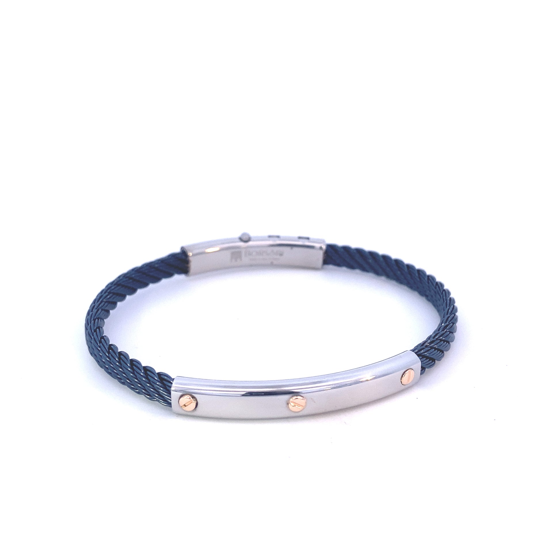 Steel Bangle/18k Rose Gold Screw Element | BORSARI | Luby 