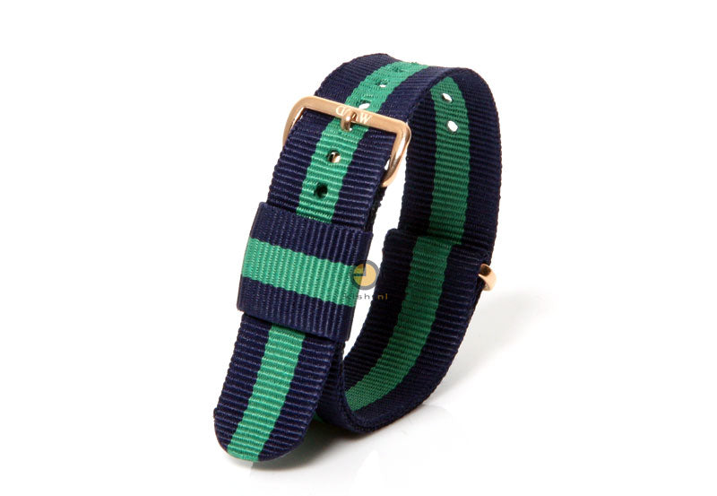 Warwick Watch Strap (Navy Blue/Green/Rose-Gold) | Daniel Wellington | Luby 