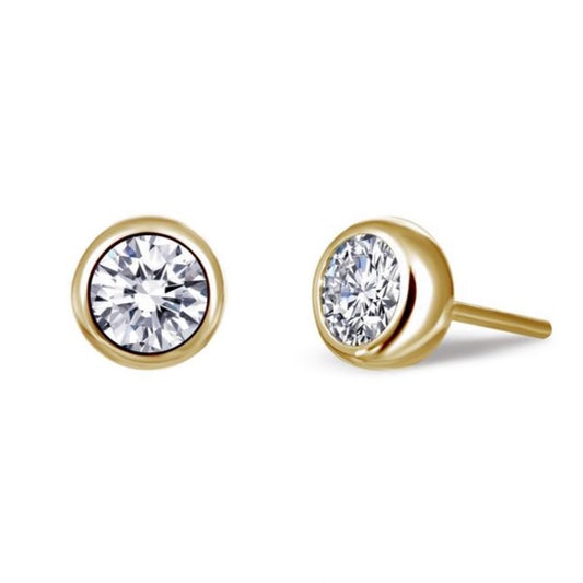 Solitaire Gold Finish Bezel Studs | Lafonn | Luby 