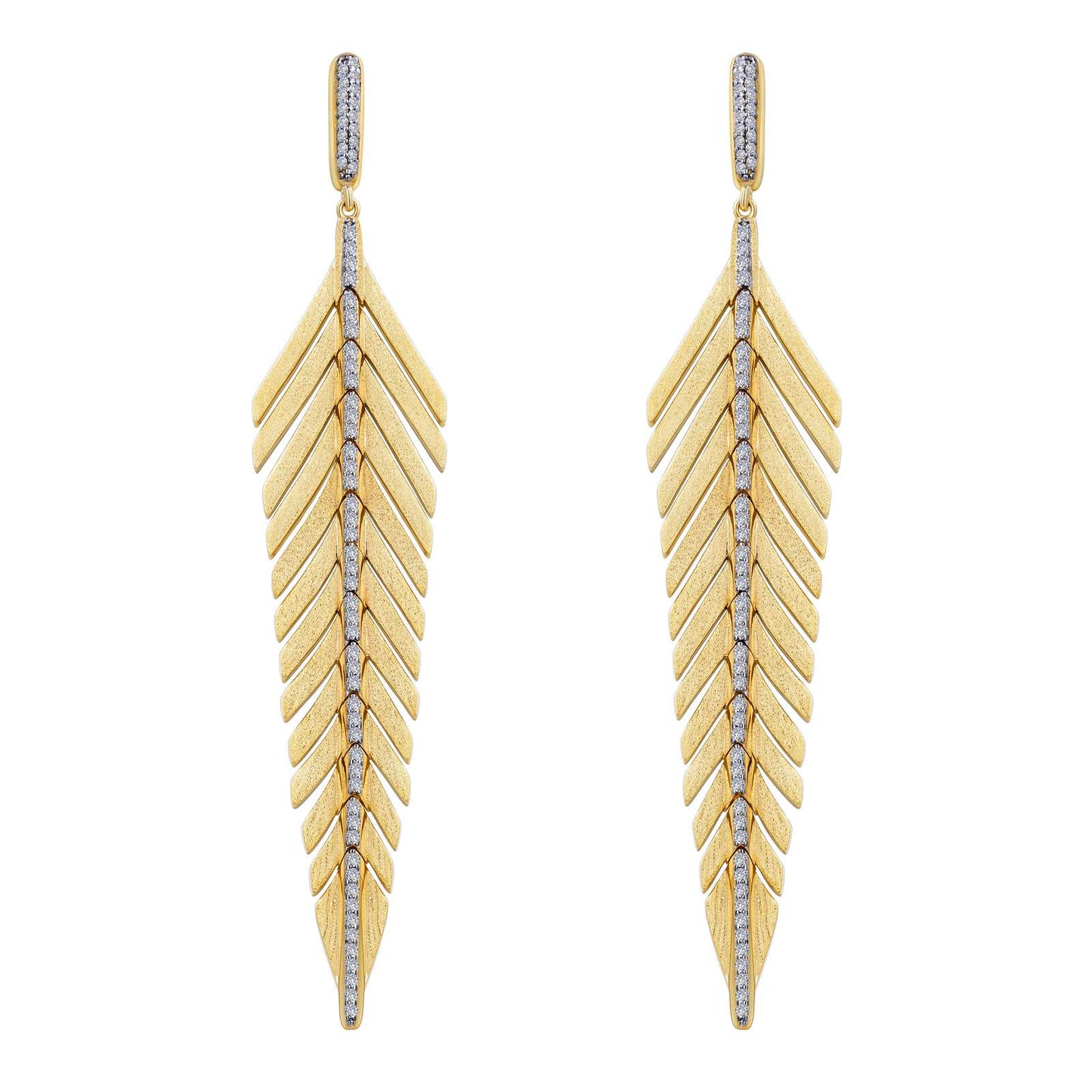 Mixed Color Feather Drop Earring (Gold/Silver) | Lafonn | Luby 