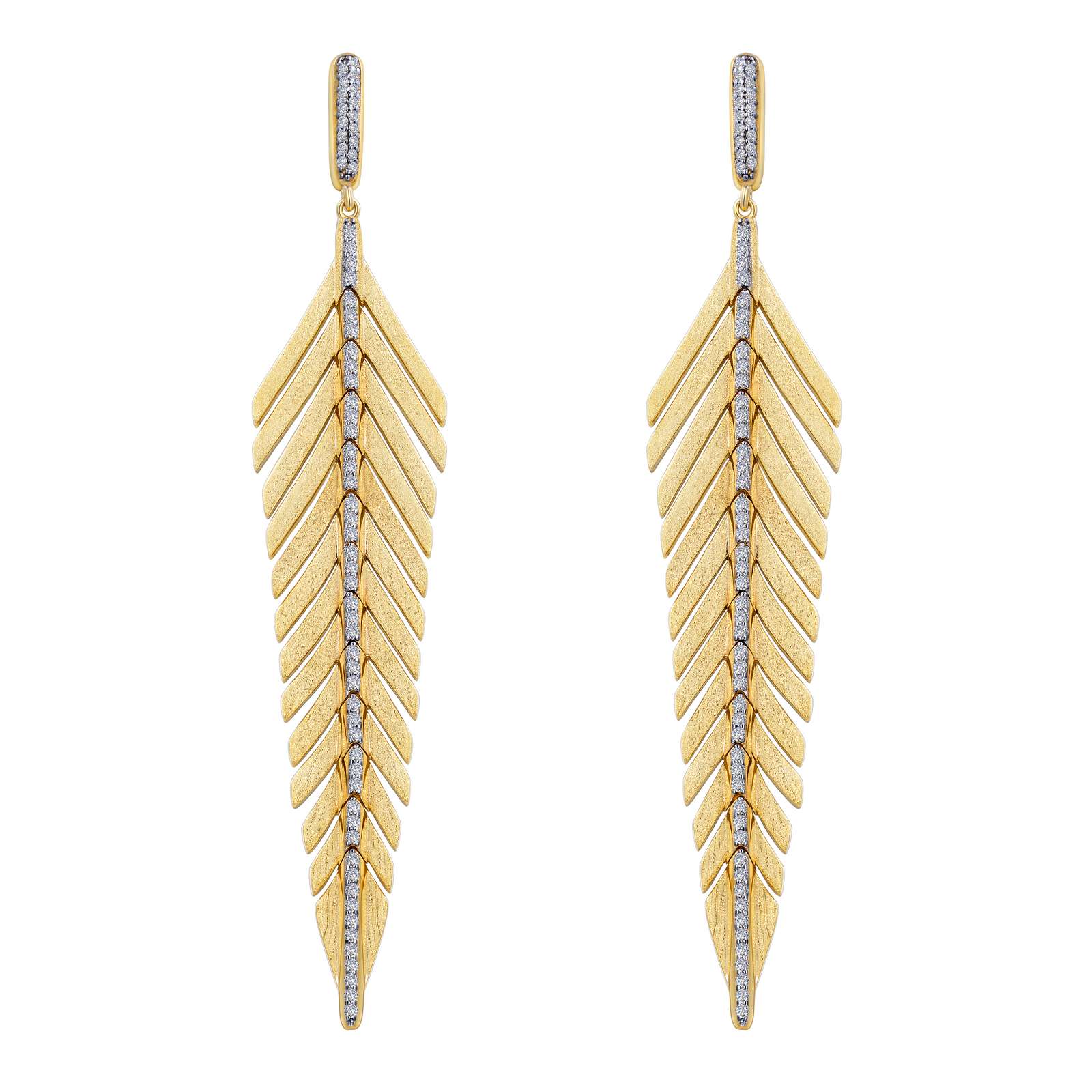 Mixed Color Feather Drop Earring (Gold/Silver) | Lafonn | Luby 