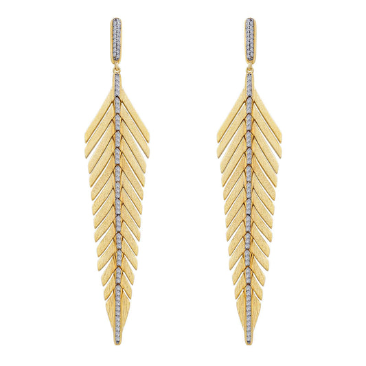 Mixed Color Feather Drop Earring (Gold/Silver) | Lafonn | Luby 