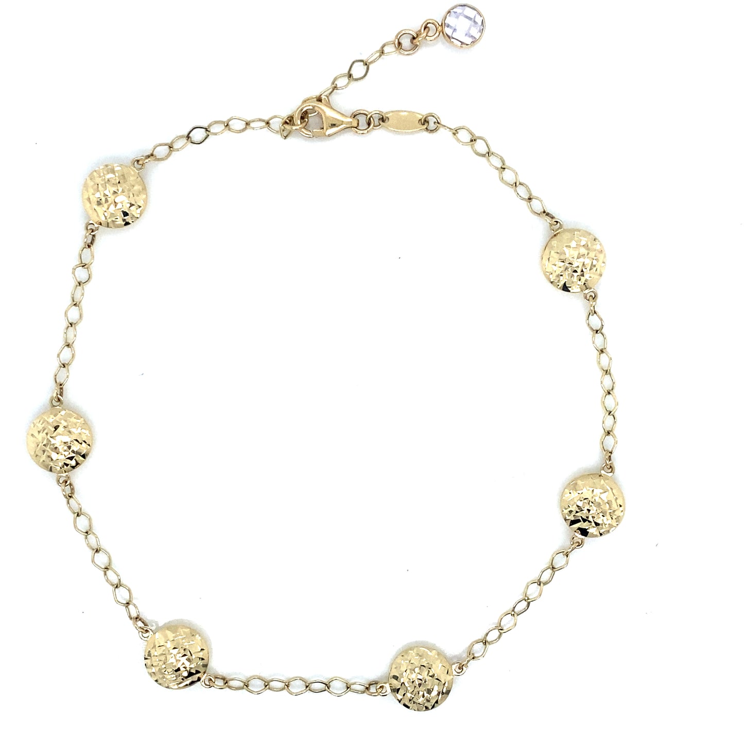 14K Round Facetted Design Anklet | Luby Gold Collection | Luby 