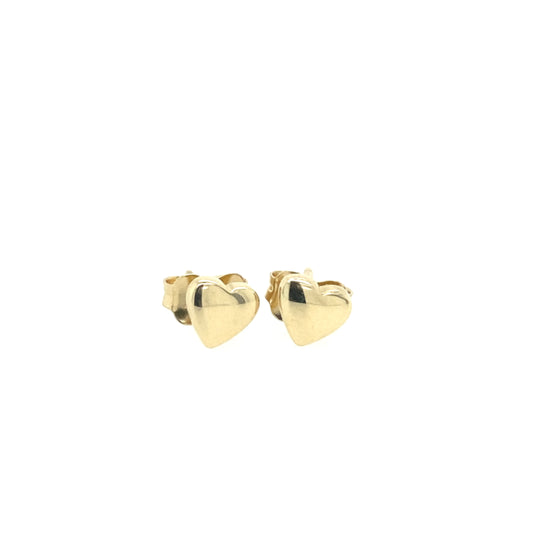 14k Gold Small Puff Heart Stud Earrings | Luby Gold Collection | Luby 