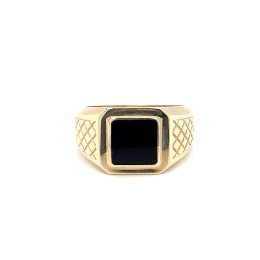 14K Onyx Square Gold Men's Ring | Luby Gold Collection | Luby 