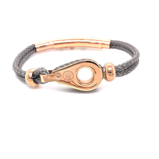 Light Grey Double Rope with Rose-Gold Pulley and Beads Bracelet (Silver/Rose-Gold) | SEAKNOTS | Luby 