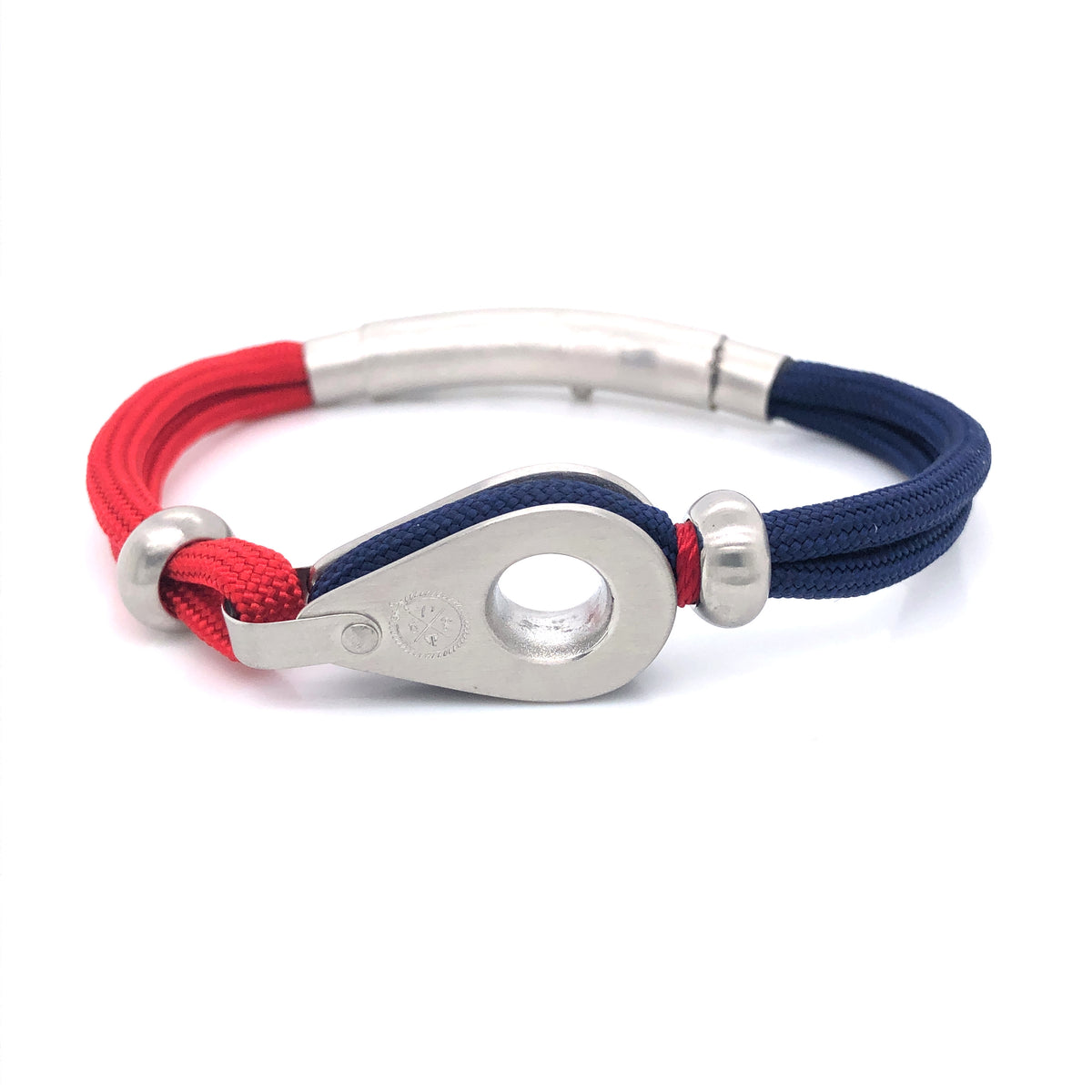 Red and Blue Double Cord with Silver Pulley and Beads Bracelet (Red-Blue/Silver) | SEAKNOTS | Luby 