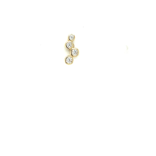 SMALL STAGGERED BAR BEZELED CZ  CARTILAGE | Luby Gold Collection | Luby 