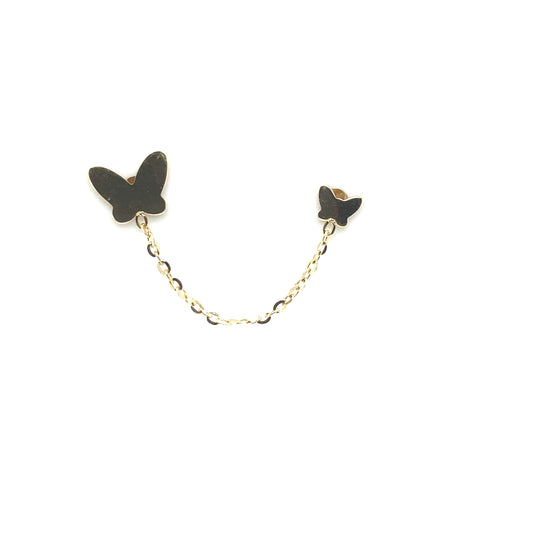 Double Butterfly Chain Earring | Luby Gold Collection | Luby 