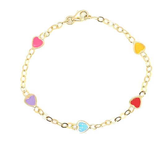 14K Gold Multicolors Small Heart Bracelet | Luby Gold Collection | Luby 