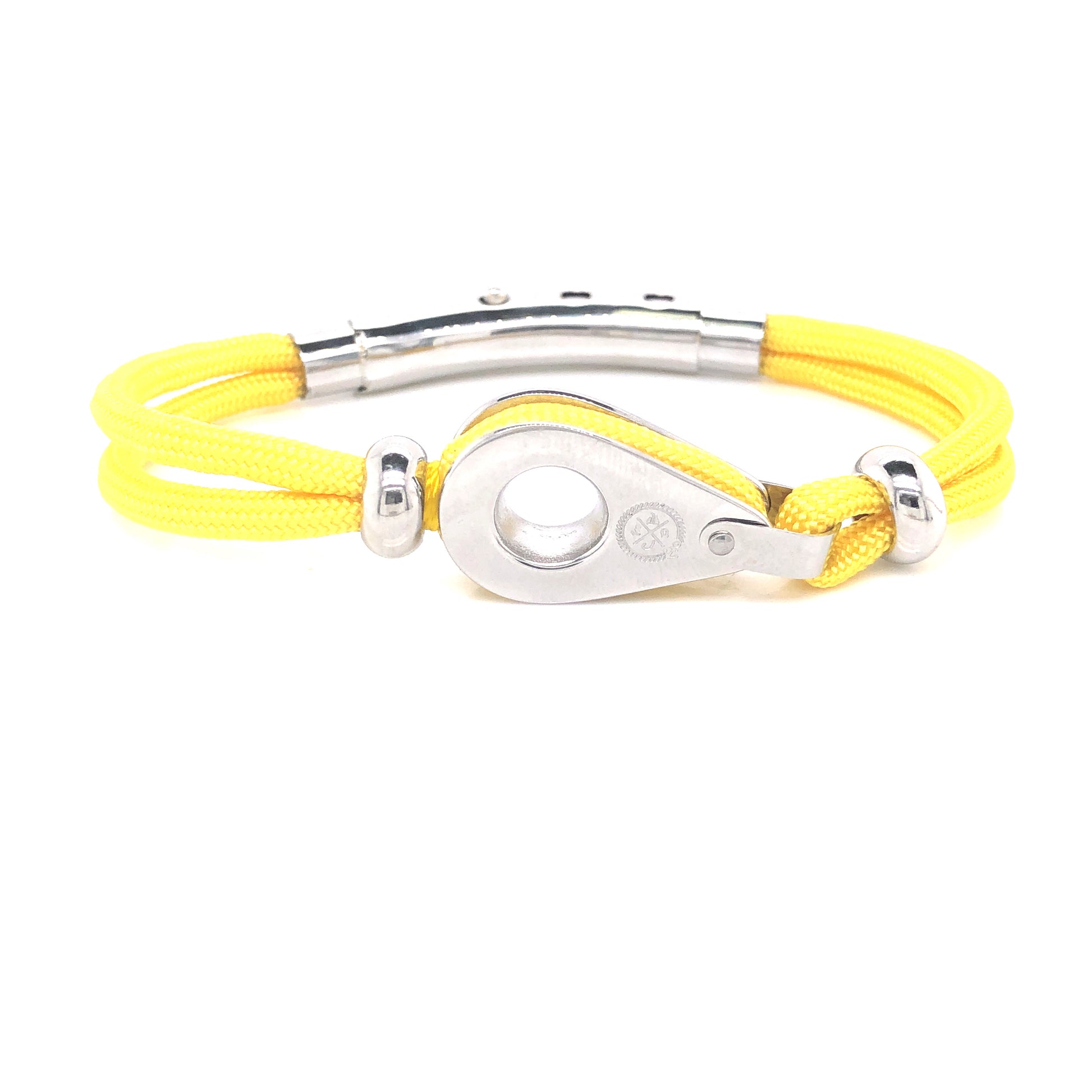 Yellow Double Cord with Silver Pulley and Beads Bracelet (Yellow/Silver) | SEAKNOTS | Luby 