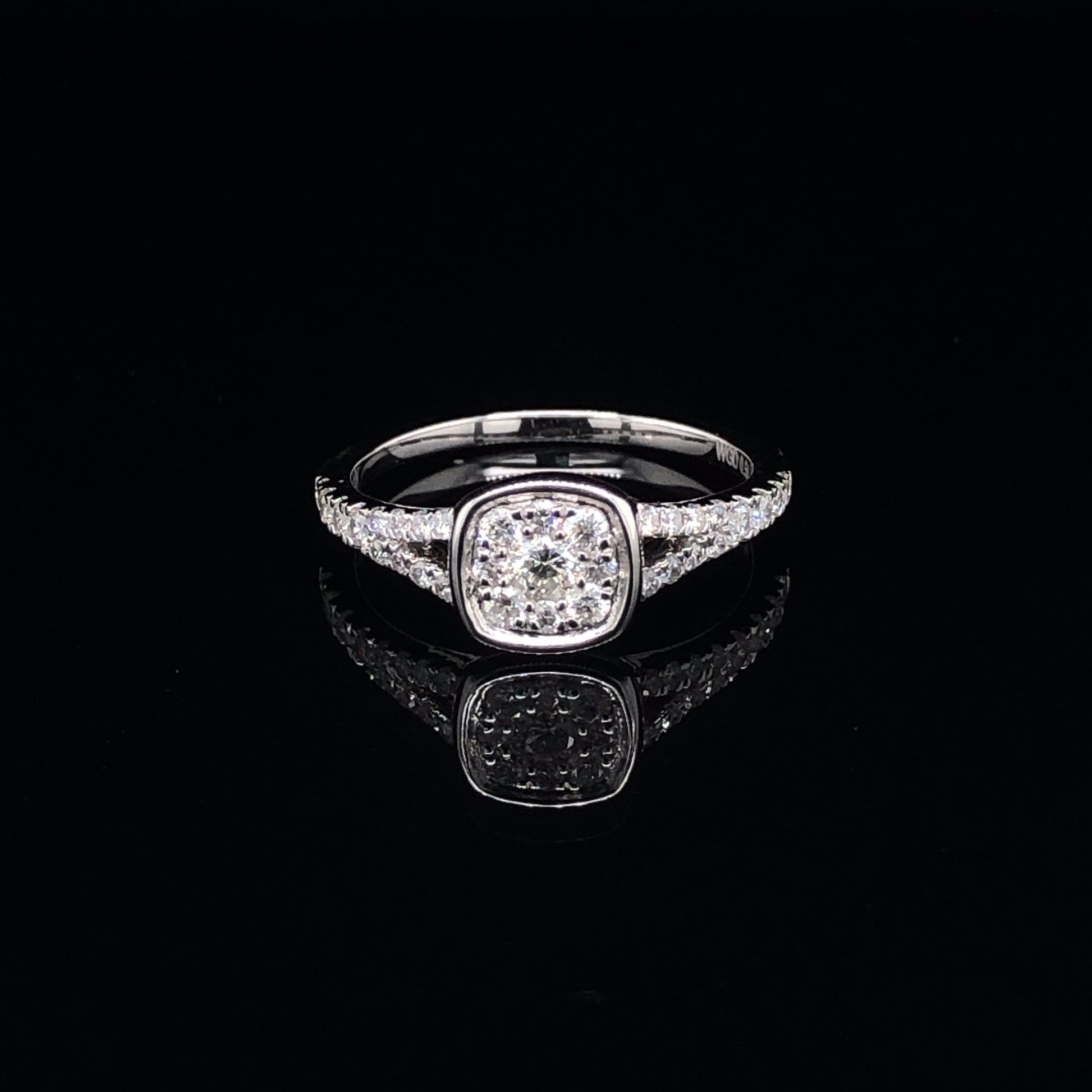 14K DIAMOND Bezel Set Cluster White Gold Engagement Ring | Luby Diamond Collection | Luby 