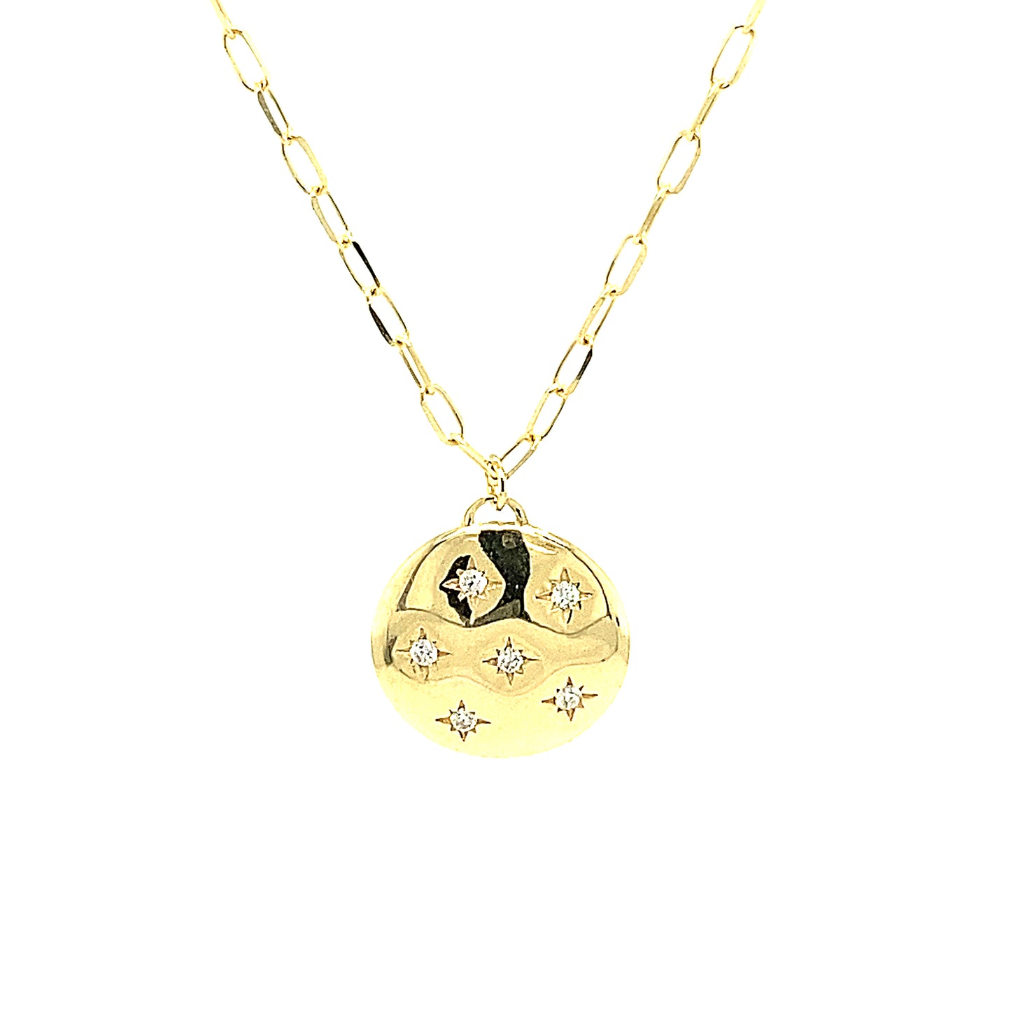 14K Diamond Star Cluster Medallion Necklace | Luby Gold Collection | Luby 