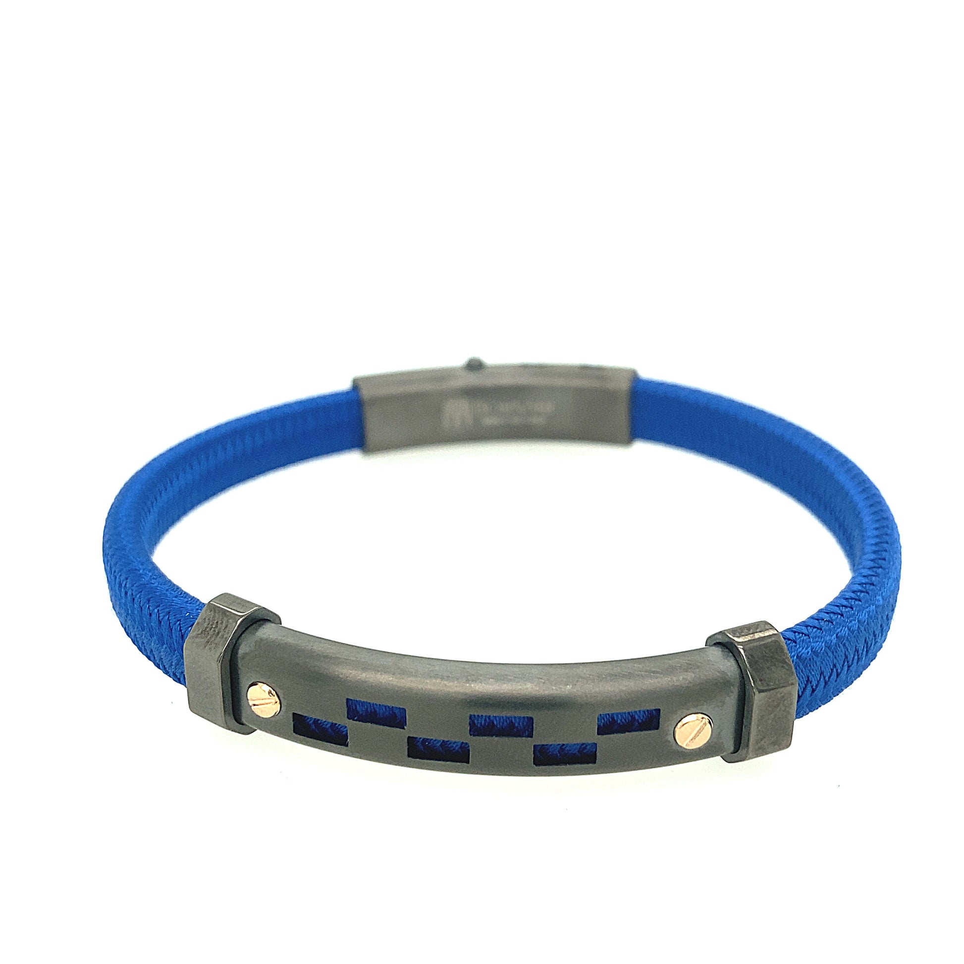 Titanium Polyester Charcoal Grey Cord Bracelet with Rose-Gold Screws | BORSARI | Luby 