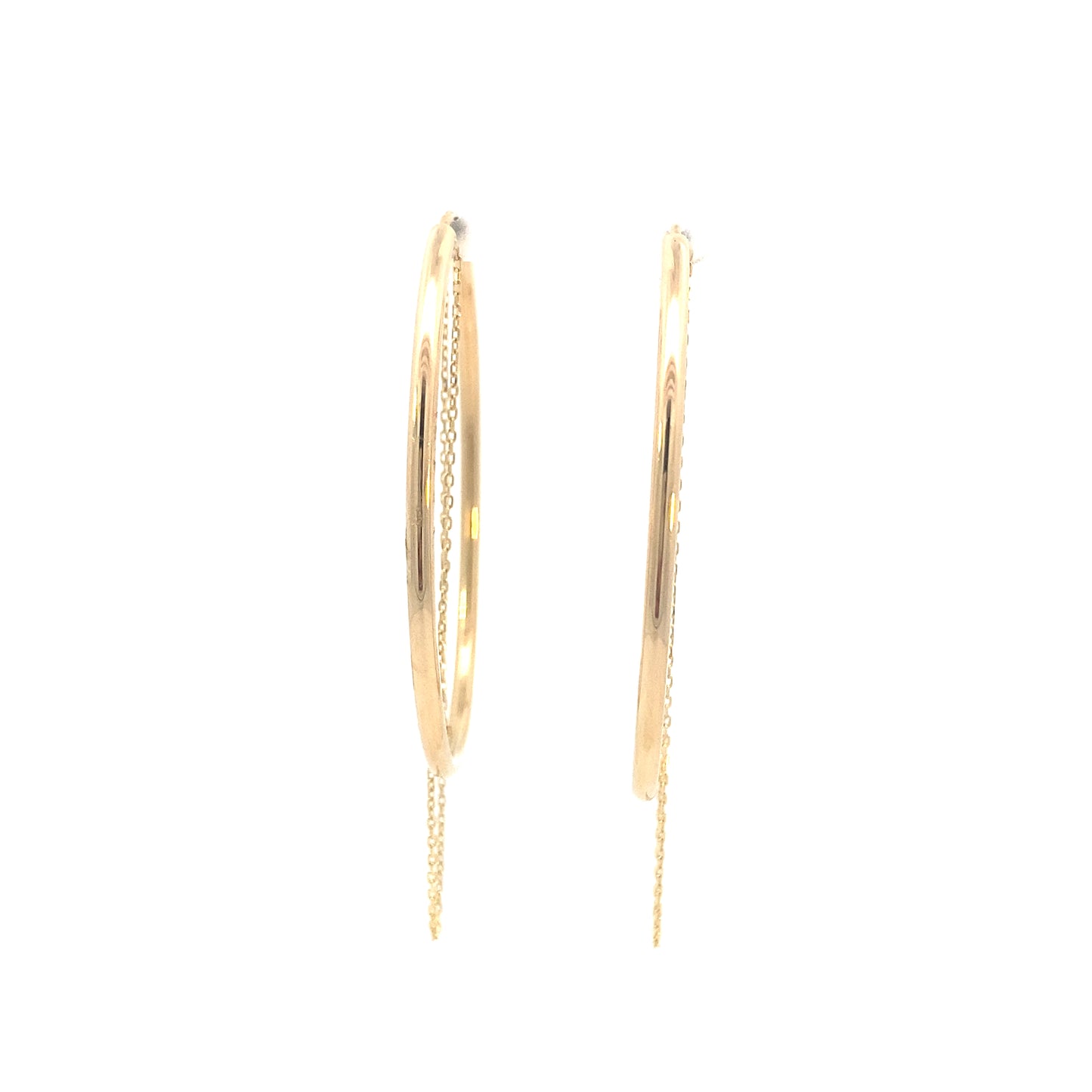 14K Gold Hoop with Chain Earrings | Luby Gold Collection | Luby 