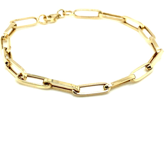 14K Gold Paper Clip Bracelet 4mm | Luby Gold Collection | Luby 