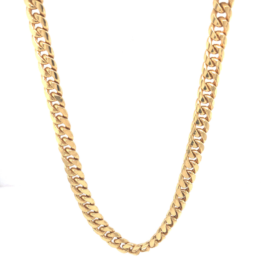 Cadena de oro de 10 quilates con eslabones cubanos de 10 quilates (7 mm)