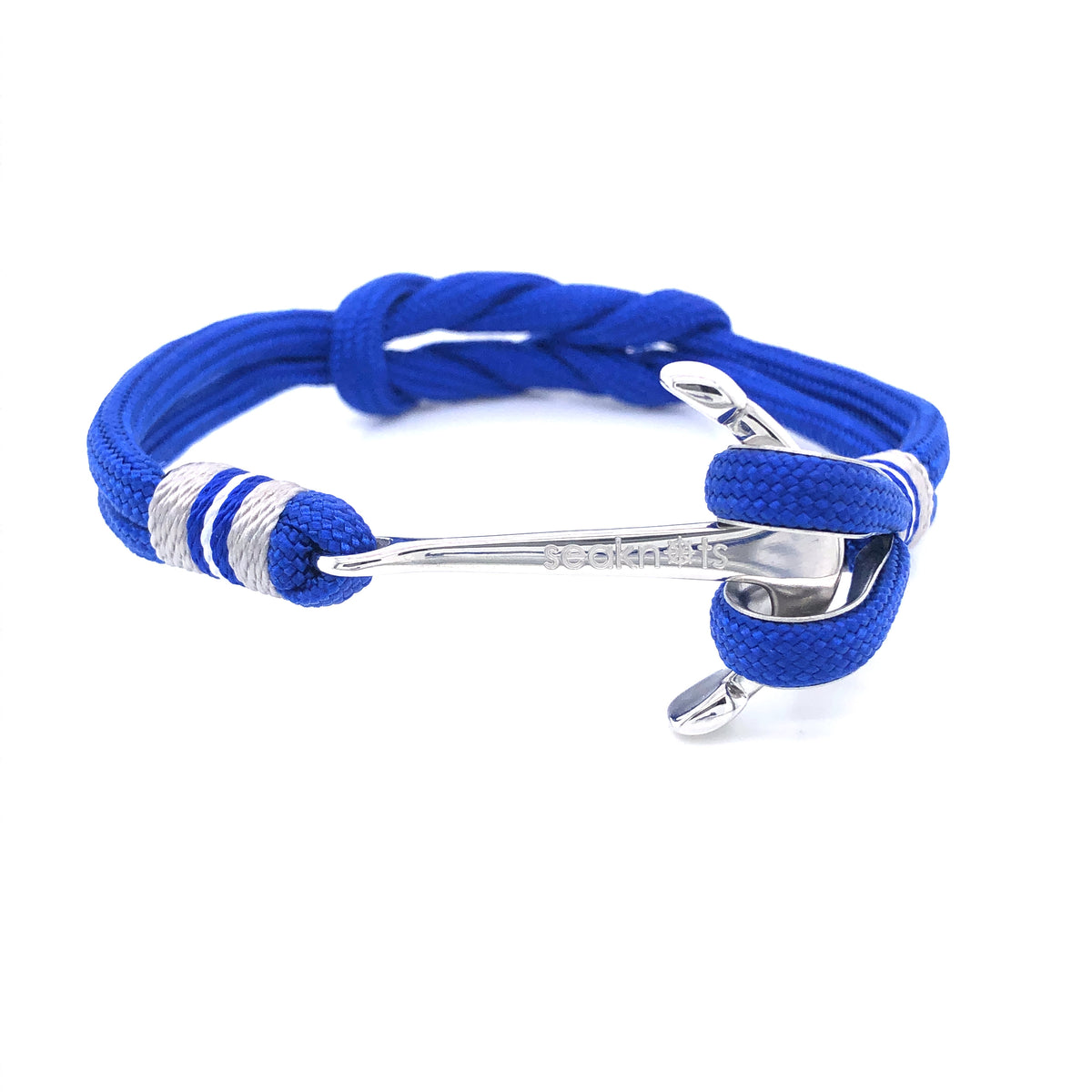 Baby Blue Double Cord with Silver Anchor Bracelet (Blue/Silver) | SEAKNOTS | Luby 