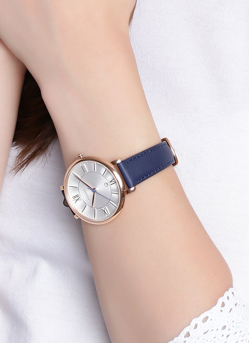 Ladies Jacqueline Watch (Navy Blue/Rose-Gold) | Fossil | Luby 