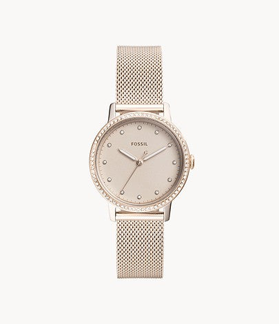Neely Three-Hand Pastel Pink Stainless Steel Watch | Fossil | Luby 