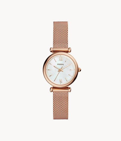 Carlie Three-Hand Rose Gold Stainless Steel Watch | Fossil | Luby 