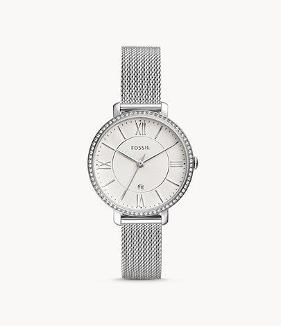 Jacqueline Three-Hand Date Stainless Steel Watch | Fossil | Luby 