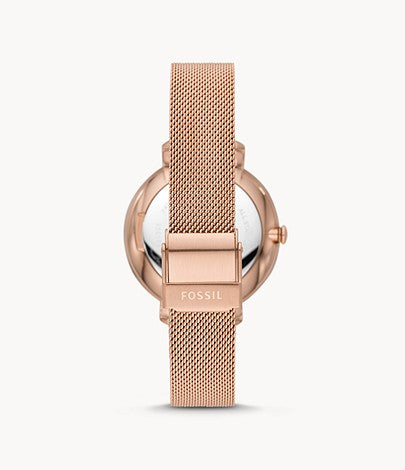 Jacqueline Three-Hand Date Rose Gold-Tone Stainless Steel Watch | Fossil | Luby 