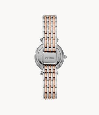 Carlie Mini Ladies Watch (Silver/Rose-Gold) | Fossil | Luby 
