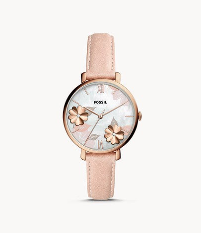 Jacqueline Three-Hand Blush Leather Watch | Fossil | Luby 