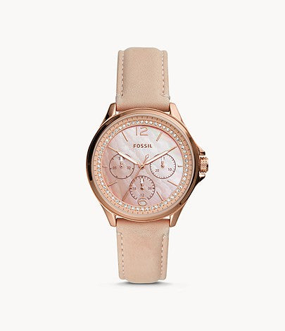 Sadie Multifunction Blush Leather Watch | Fossil | Luby 