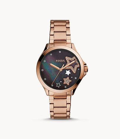 Sadie Three-Hand Rose Gold-Tone Stainless Steel Watch | Fossil | Luby 