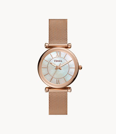 Carlie Three-Hand Rose Gold-Tone | Fossil | Luby 