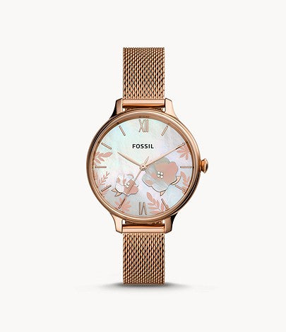 Winnie Three-Hand Rose Gold-Tone Stainless Steel Watch | Fossil | Luby 