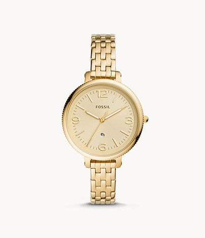 Monroe Three-Hand Watch (Gold) | Fossil | Luby 