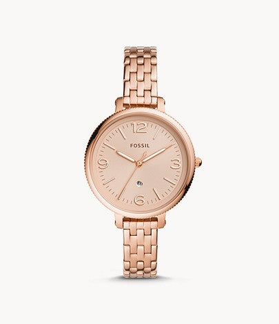 Monroe Three-Hand Watch (Rose-Gold) | Fossil | Luby 