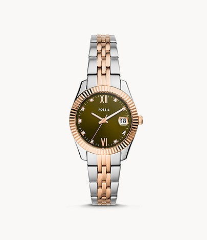 Scarlette Mini Three-Hand Date Two-Tone Stainless Steel Watch | Fossil | Luby 