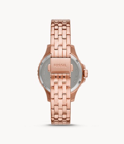 Three-Hand Date Rose Gold-Tone Stainless Steel Watch | Fossil | Luby 