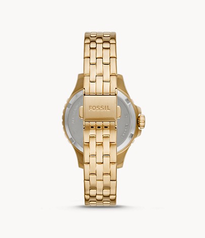 FB-01 Three-Hand Date Gold-Tone Stainless Steel Watch | Fossil | Luby 