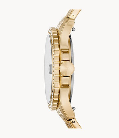 FB-01 Three-Hand Date Gold-Tone Stainless Steel Watch | Fossil | Luby 